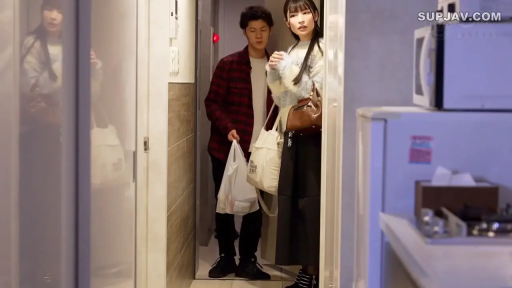 长裙 · 公寓门口 · 站立 · 中景 · 自然 · 购物袋 · 回家