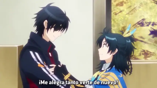 室内 · 站立 · 侧身 · 交流 · 喜悦 · 发饰 · 动漫服饰 · 动漫