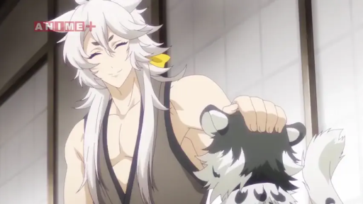 Indoor · 蓝色长裤 · Prone position · 蝴蝶结 · Sleep · 安详 · 动漫 · White tiger cub