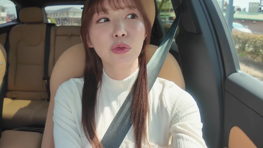 座り姿勢 · 平静 · 特写 · 车内 · シートベルト · 白色高领衫 · 倾听 · 生活