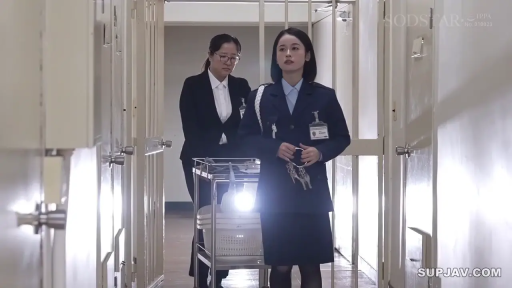 真剣 · 全身 · 行走 · 监狱走廊 · 女警制服 · 推车 · 监狱题材 · 推手推车