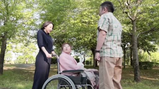 交谈 · 站立 · 全景 · 自然 · 熟女 · 公园 · 轮椅 · 黑色长裙