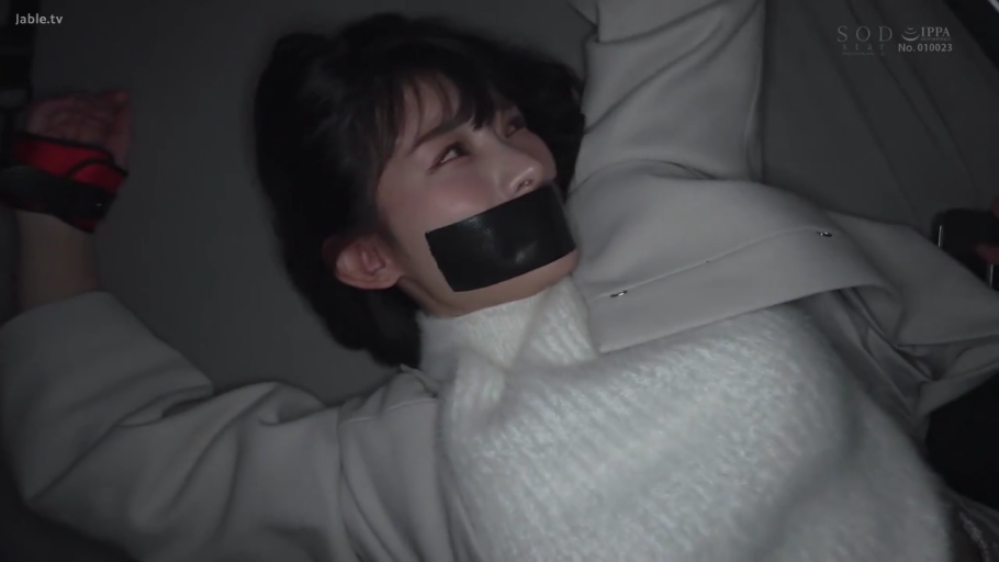 顔 · 仰臥 · 高领毛衣 · 車の後部座席 · 恐怖 · 拘束 · 绑架 · 封嘴胶带