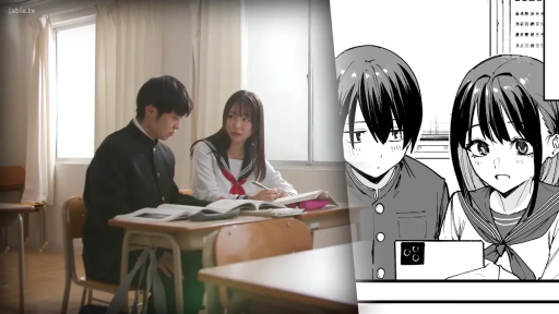 校服 · 教室 · 羞涩 · 中景 · 坐位 · 书本 · 学习 · 真人与漫画对比