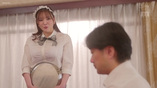 Serious · Stand · Medium shot · 白衬衫 · 制服 · Room · 托盘 · Serve