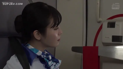 坐姿 · 平静 · 职场女性 · 凝视 · 侧脸特写 · 安全带 · 空姐制服 · 飞机舱内