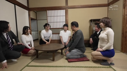 交谈 · 跪坐 · 和室 · 全景 · 自然 · 多人 · 休闲服 · 圆桌