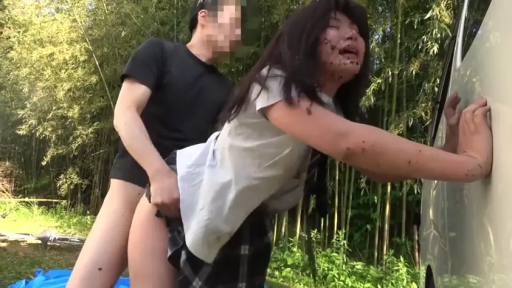 sexual intercourse · Hazy · 后入式 · JK Uniform · 面包车 · 竹林车旁 · 颜面污垢