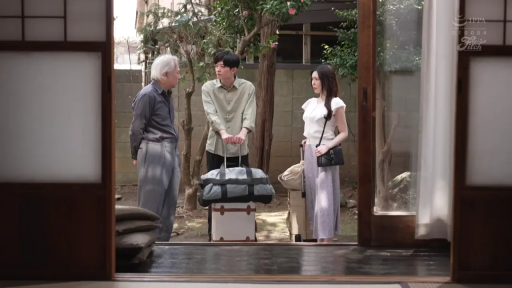 交谈 · 站立 · 行李箱 · 平静 · 休闲装 · 剧情 · 远景 · 庭院