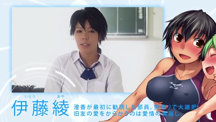 连体泳衣 · 教室 · 正面 · 脸红 · 半身 · 摸胸 · 真人与动漫对比