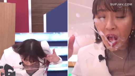 俯身 · 脸部 · 张口 · 颜射 · 精液 · 演播室 · 职场装 · 话筒