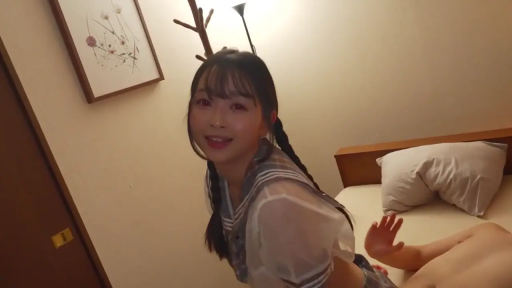 卧室 · 台灯 · 中近景 · 透明外套 · 红眼 · 注视相机 · 回眸姿势 · 双麻花辫