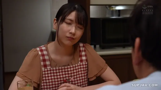 坐姿 · 严肃 · 居家 · 注视 · 厨房 · 上半身 · 格纹围裙 · 微波炉