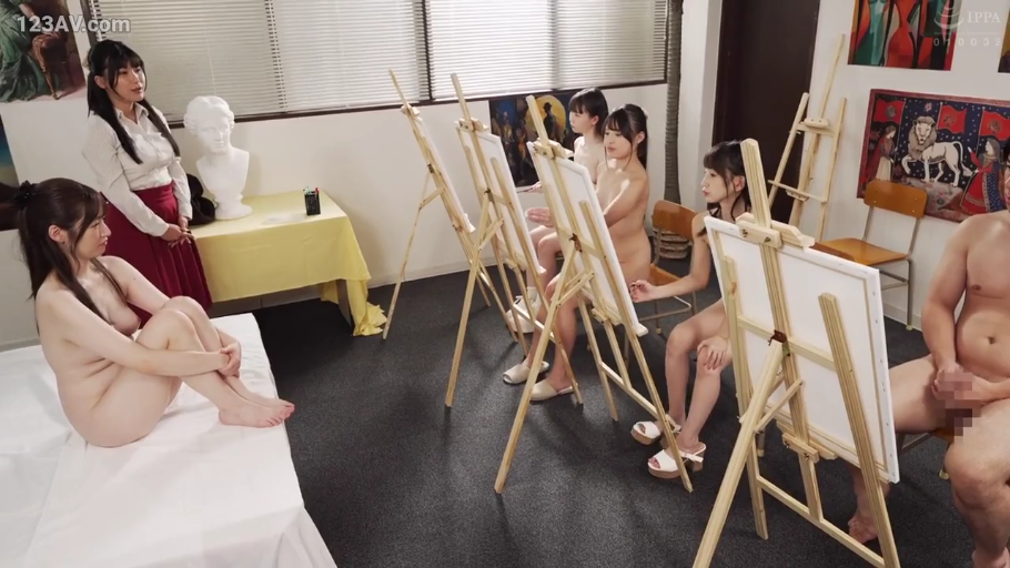 Sitting Posture · 专注 · Fully nude · 全景 · 多人 · Art Studio · 画架 · 绘画