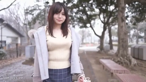 中景 · 站姿 · 手提包 · 注视镜头 · 清纯风格 · 公园户外 · 自然微笑 · 米色毛衣配灰色大衣