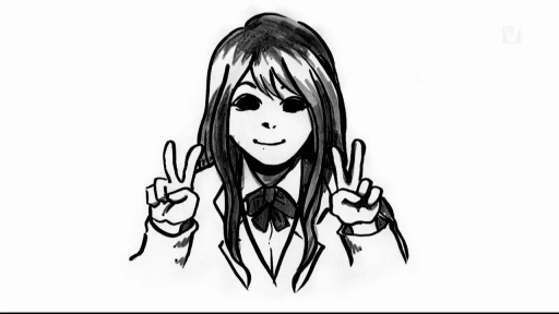 微笑 · 面对镜头 · 白色背景 · 胸部以上 · 西装校服 · 双手比耶 · 黑白线稿