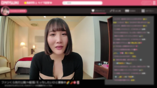 坐姿 · 面部 · 卧室 · 平静 · 面对镜头 · 低胸装 · 网页UI · 主播