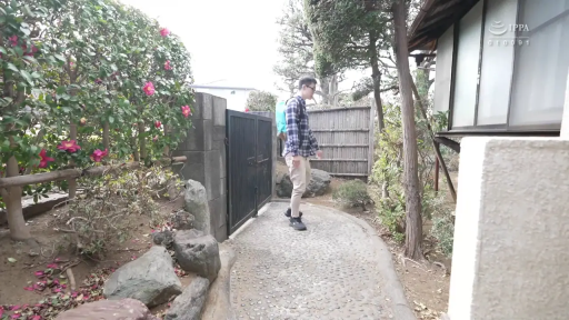 格子衬衫 · 站立 · 全景 · 庭院