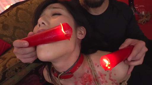 室内 · 面部特写 · 裸体 · SM · 红蜡烛 · 痛苦陶醉 · 滴蜡 · 仰头束缚