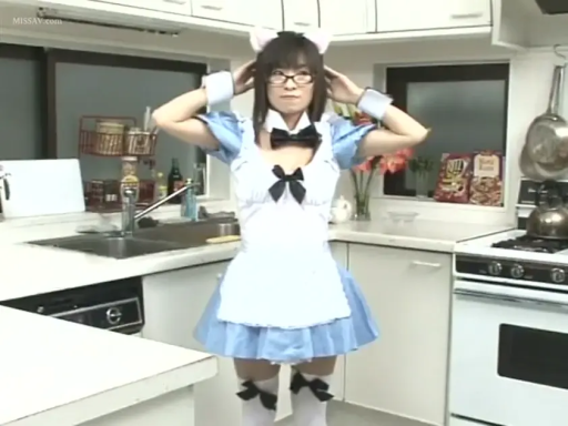 Stand · Medium shot · Kitchen · 女仆装 · 呆萌 · 调整发饰