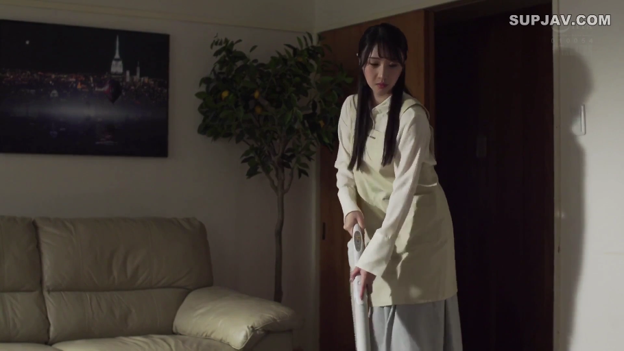 站立 · 中景 · 自然 · 客厅 · 居家 · 围裙 · 做家务 · 吸尘器