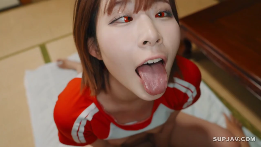 跪坐 · 和室 · 面部特写 · 体操服 · 阿嘿颜 · 吐舌