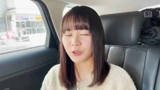 坐姿 · 交谈 · 脸部特写 · 平静 · 车内 · 米色毛衣 · 安全带 · 齐刘海