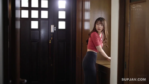 中景 · 玄关 · 红色紧身短衫配灰色修身裙 · 侧站回眸