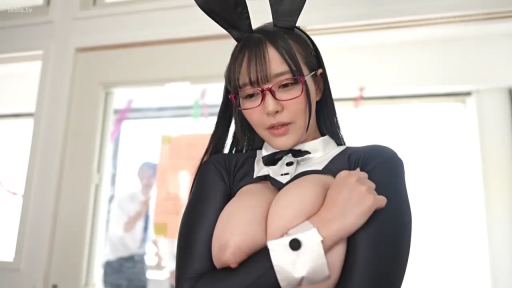 Indoor · Rabbit ears · Breast close-up · Stand · 巨乳 · Seduction · Bunny girl outfit · 捧乳
