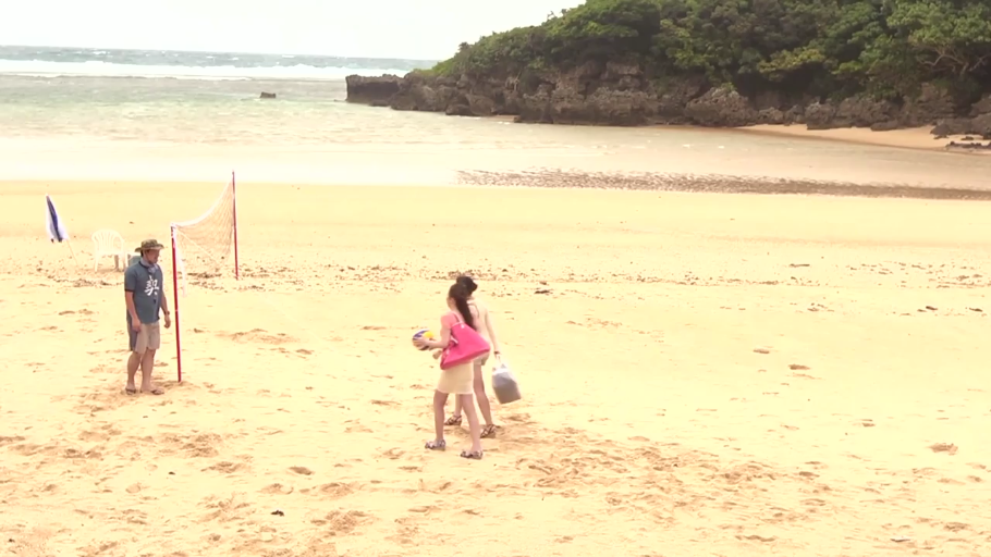 站姿 · 全景 · 休閒裝 · 遠景 · 散步 · 海灘 · 排球网