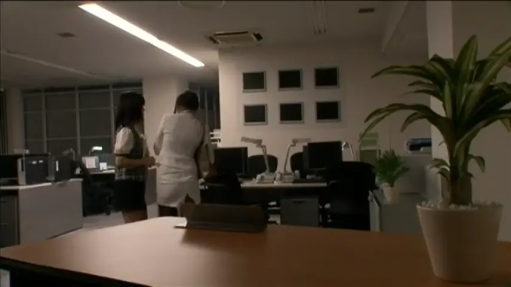 办公室 · 站立 · OL装 · 办公桌 · 平静 · 远景 · 对视 · 职场