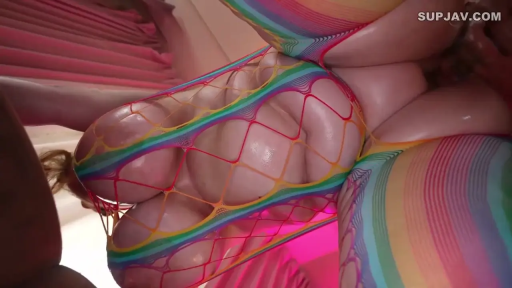 Indoor · Bend over · Breast close-up · Display · 彩虹渔网衣