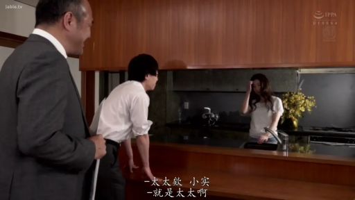 交谈 · 站立 · 中景 · 自然 · 中文字幕 · 厨房 · 西装 · 吧台