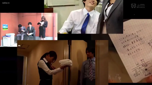 站立 · 走廊 · 微笑 · スーツ · 递送物品 · 便签 · 画面拼贴 · 多图特写