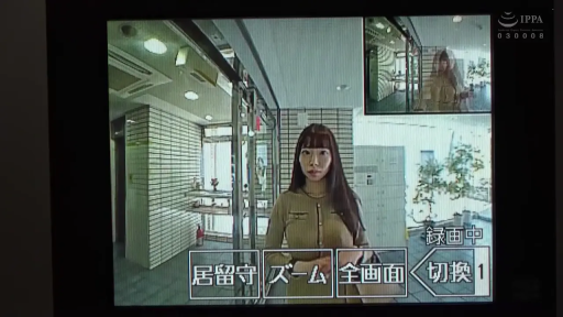 站立 · 中景 · 观察 · 走廊 · 平淡 · 包包 · 棕色连衣裙 · 监控录像