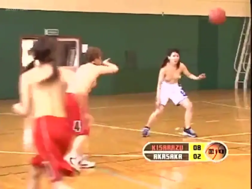 露乳 · 中景 · 半裸 · 兴奋 · 体育馆 · 奔跑 · 打球 · 球场