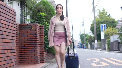 全身 · 行李箱 · 户外 · 行走 · 紧身衣 · 熟女 · 冷淡 · 拉行李箱