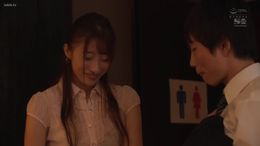 Conversation · Corridor · Eye contact · Smile · Pink lace shirt · Two-person close-up · 厕所标识 · OL风格