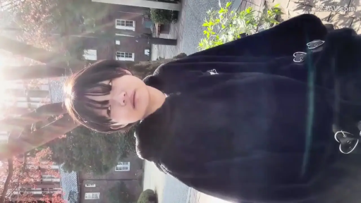 站姿 · 半身 · 注視 · 户外 · 短发 · 冷淡 · 黑色绒毛外套