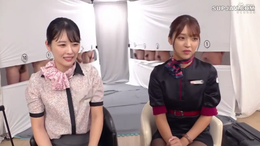 座り姿勢 · 微笑 · 半身 · 对视 · 摄影棚 · 二人 · 乘务员制服 · 编号隔断