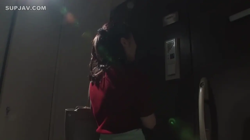 站立 · 平静 · 侧身中景 · 等待 · 暗光环境 · 玄关走廊 · 暗红上衣 · 门禁面板