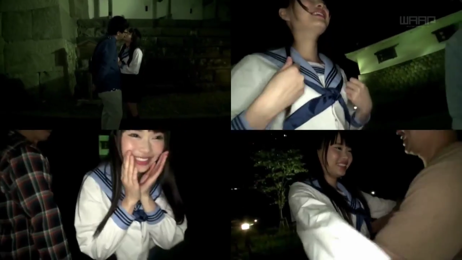 面部 · 站立 · 微笑 · 接吻 · 户外 · 水手服 · 夜晚