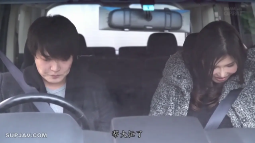 坐姿 · 乘车 · 自然 · 字幕 · 车内 · 后视镜 · 灰色毛呢大衣 · 双人中景