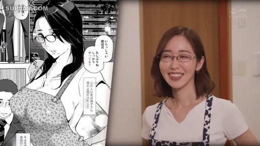 室内 · 眼镜 · 站立 · 微笑 · 半身 · 围裙 · 漫改对比 · 欢迎