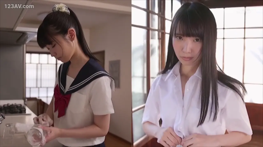 厨房 · 白衬衫 · 站立 · 注视 · 半身 · 玻璃杯 · 分屏 · 解衣扣