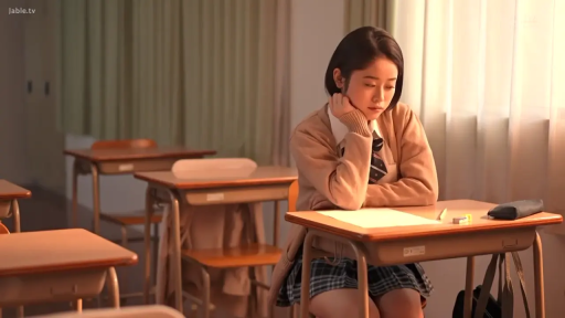 座り姿勢 · 瞑想 · 教室 · 中景 · 课桌 · JK制服 · 忧愁