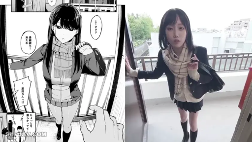 围巾 · 站立 · 全景 · 摆拍 · 平淡 · 漫改对比 · 阳台 · 单肩包