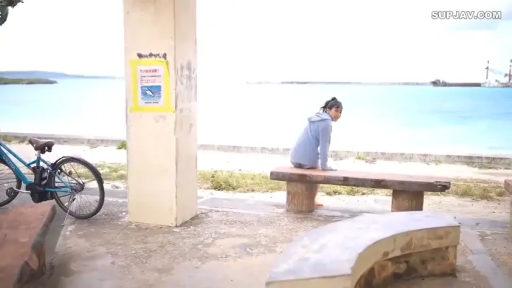 坐姿 · 回眸 · 远景 · 休息 · 蓝色卫衣 · 自行车 · 风景 · 海边