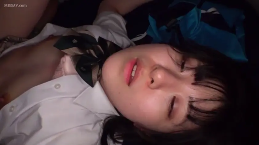 Indoor · Breast close-up · Hazy · 格纹裙 · Student uniform · Bow tie · 躺姿 · 袒露胸部