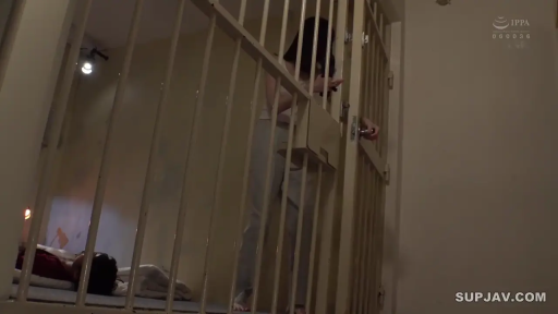 站立 · 全景 · 监狱 · 休闲服 · 铁笼 · 抓栏杆